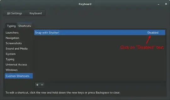 Custom shortcut entry - click on "Disabled" to provide one Custom shortcut entry - click on "Disabled" to provide one