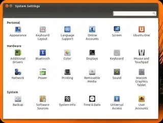 System Settings window in 11.10
