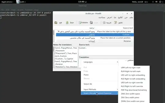 poedit, bidi control characters menu