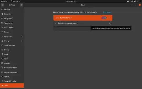 Screenshot of color settings Screenshot of color settings