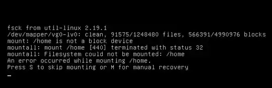 error "Filesystem could not be mounted: /home"
