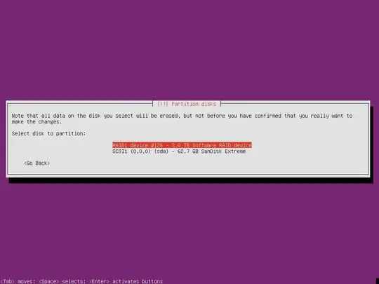 Partition Setup screen with RAID option