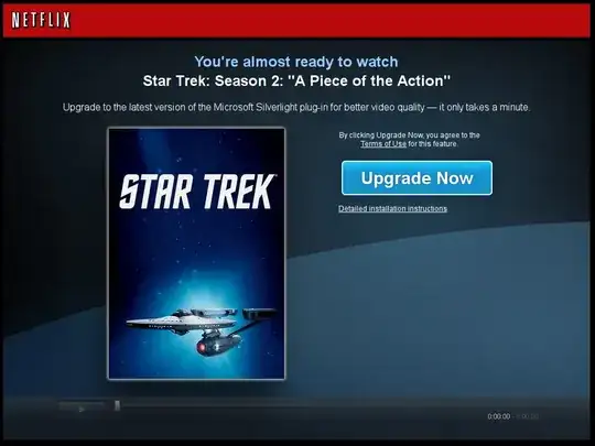 A screenshot of Netflix Silverlight update message