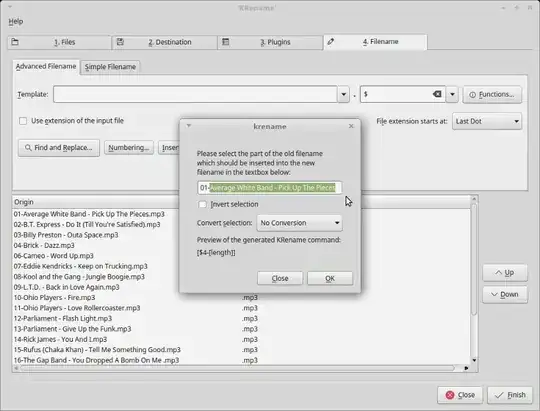 4. "Insert Part of Filename..." image showing how to select the filename by highlighting the preferred sections.