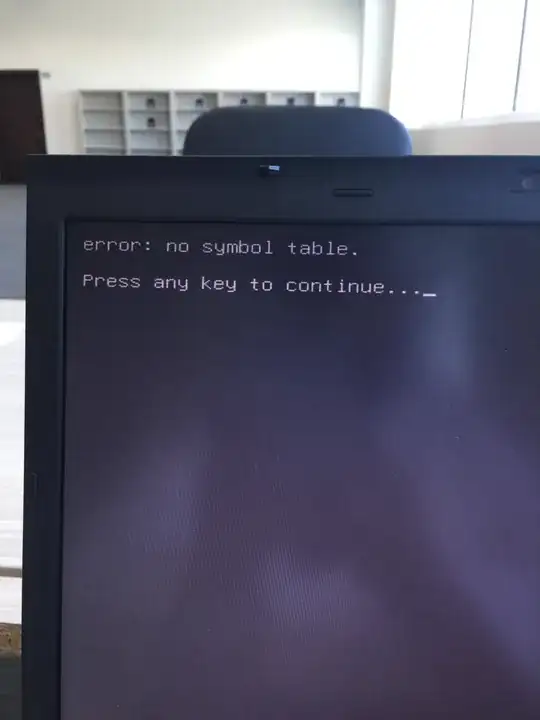 photo of the error message on black screen]