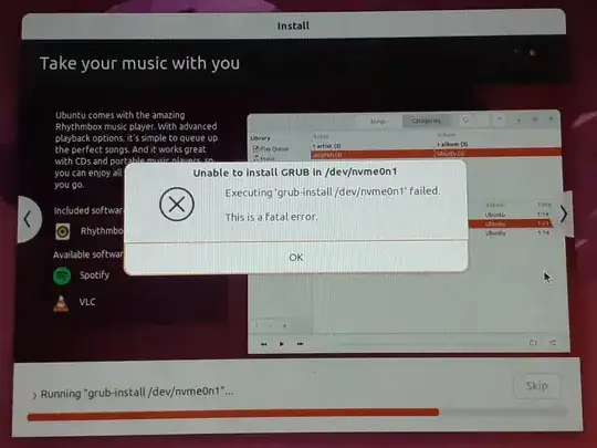 Picture of the error message