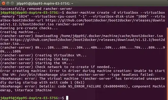 Screenshot with error message