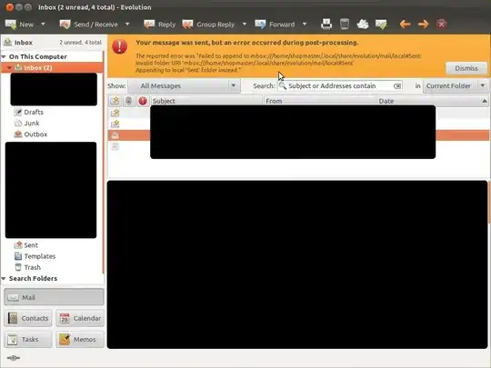 Screenshot of error message