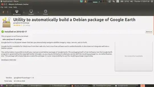 Debian package of Google Earth image