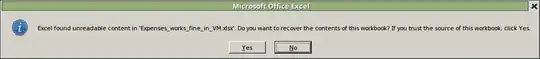 Excel found unreadable content in ... Do you want to recover the contents of this workbook? If you trust the source of this workbook, click Yes.