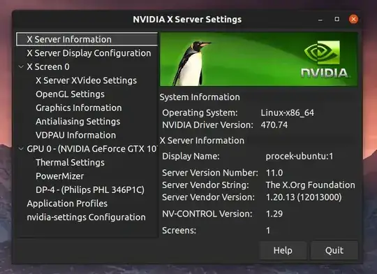 Nvidia X Server settings on X11