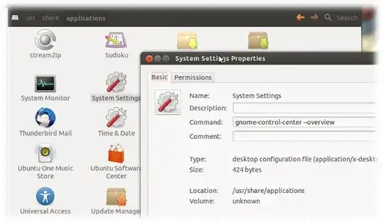 application launcher properties view