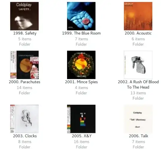 Screenshot of albums with cover pics