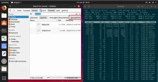 Using baloo to find a string in file content