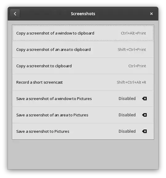 Screenshot of Gnome Settings for screenshotting
