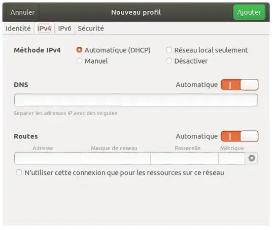 Connection parameters do not offer sharing