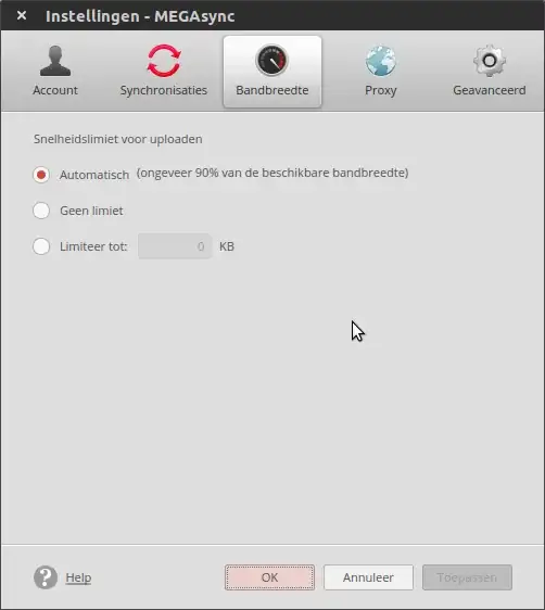 Mega Sync Client - settings - Bandwidth