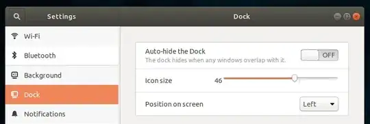 Settings > Dock (Ubuntu 18.04.6)