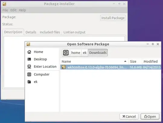 Screenshot of the Open Software Package dialog in gdebi-gtk