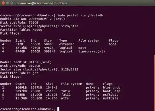 sudo parted -ls  /dev/sdb