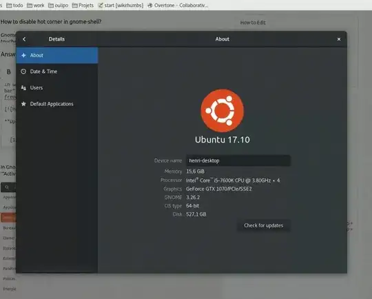 Hot corner configuration in gnome tweak tools screencast