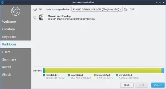 Lubuntu installer screenshot with manual partitioning option only