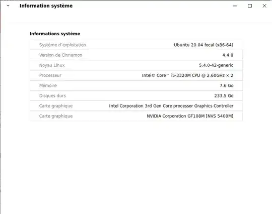 My screenshot of system info