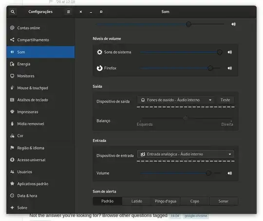 An animated GIF where the GNOME's "Sound" settings show a chosen microphone not working. Then I change it to another input device, and a bar below it starts flickering in red following sounds I make close to the microphone.