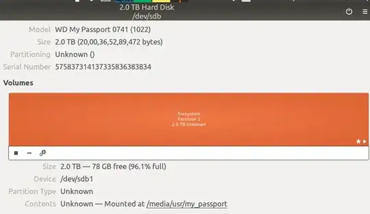 Disks application now recognizes the mounted HDD