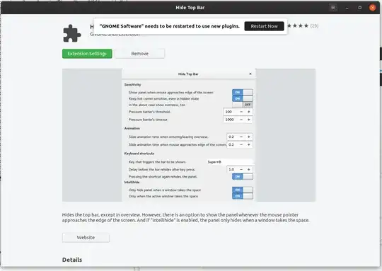 Gnome Tweaks click Extension showing restart message