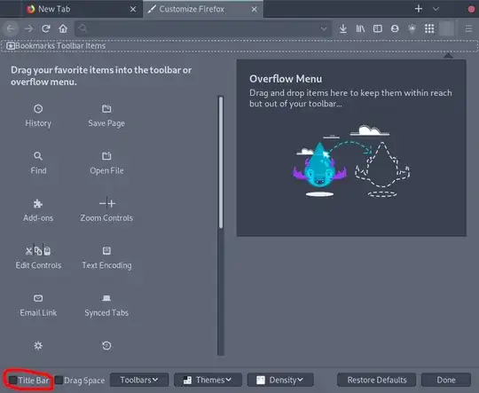 screenshot showing the Customize Firefox tab