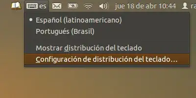 keyboard indicator drop-down menu