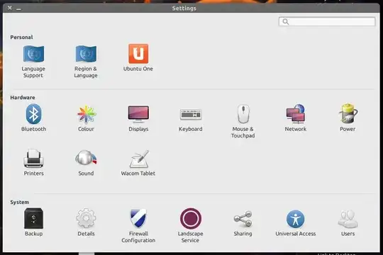 Settings with, presumably, icons missing