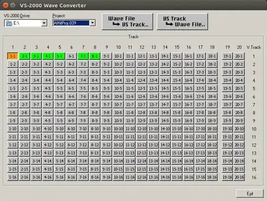 Roland VS-2000 Wave Converter after selecting one track (turning orange)