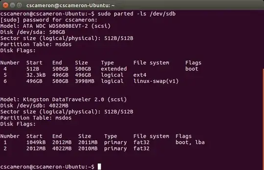 sudo parted -ls /dev/sdb
