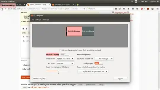 a screenshot of Displays, in System Settings, showing Built-in Display and Unknown Display