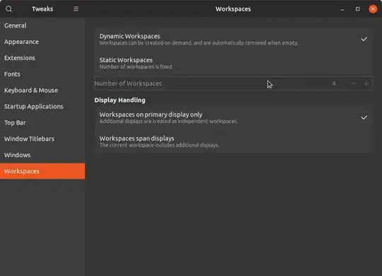 Gnome Tweaks - Workspaces