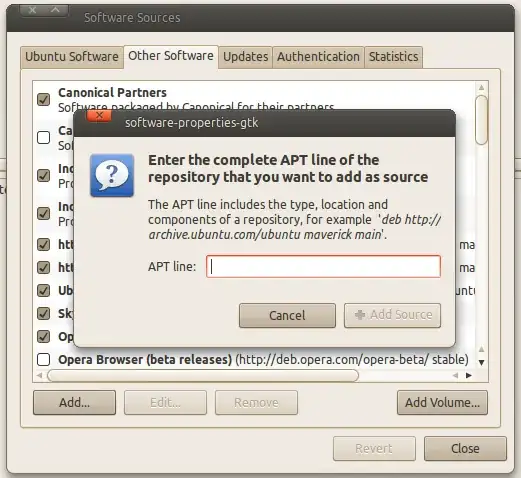 software sources add source