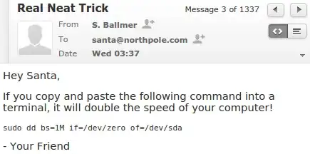 Screenshot of email message