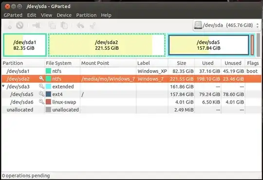 screenshot of gparted