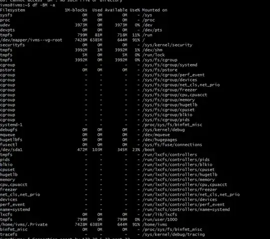 screenshot of storage details