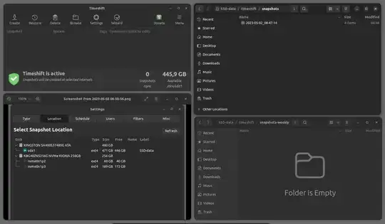 The Timeshift config and the directories