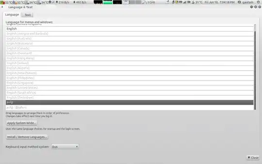 Language and Text settings dialog showing iBus selected as input method