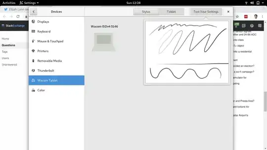 Native Gnome 3 Wacom test area, smooth lines