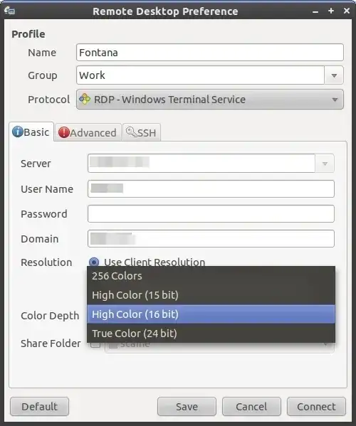 Remmina Settings Page