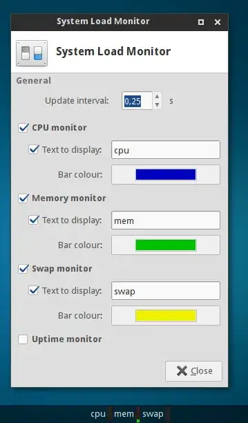 Example of the System Load Monitor with his configurations