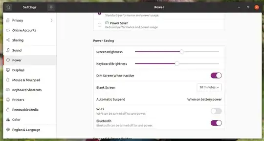 Settings - Power - Keyboard Brightness