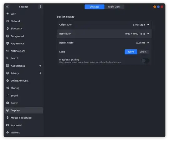 Display Settings screen shot
