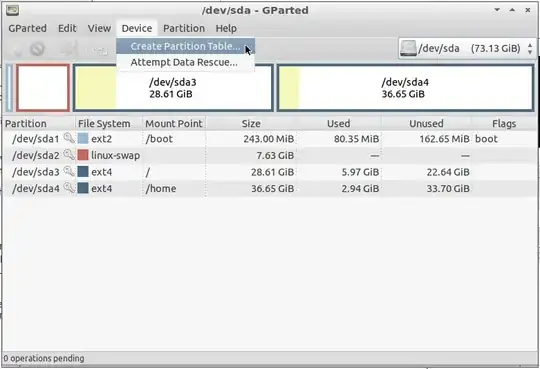 creating a new partition table in GParted