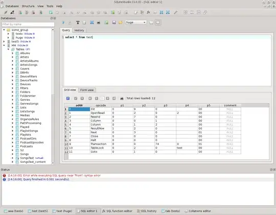 Screenshot of the SQLite Studio client